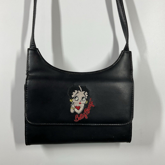Vintage Betty Boop Black Purse Bag 90s Y2K Faux Leather And Collectable Tin - Picture 8 of 14